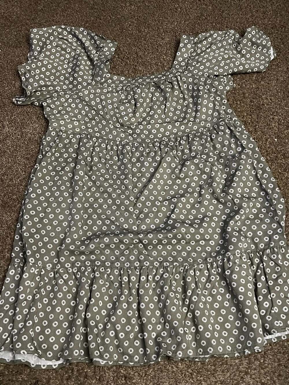 Maurices Olive Green Printed Babydoll Dress XXL